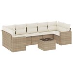 vidaXL Salon de jardin avec coussins 8 Pièces beige résine tressée