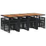 vidaXL Ensemble à manger de jardin 13 Pièces coussins noir résine tressée