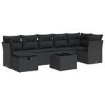 vidaXL Salon de jardin 8 Pièces avec coussins noir résine tressée