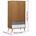 vidaXL Garde-robe MOLDE Marron 90x55x175 cm Bois massif de pin