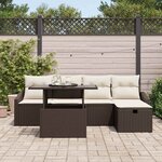 vidaXL Ensemble de canapé de jardin 6 Pièces Marron polyrotin