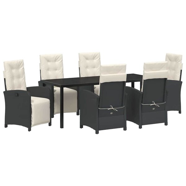 vidaXL Ensemble de salle à manger pour jardin 7 pc Noir polyrotin