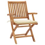 vidaXL Chaises de jardin 2 Pièces avec coussins crème Bois de teck massif