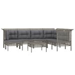 vidaXL Salon de jardin 8 Pièces avec coussins Gris Résine tressée