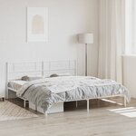 vidaXL Cadre de lit métal sans matelas et tête de lit blanc 200x200 cm