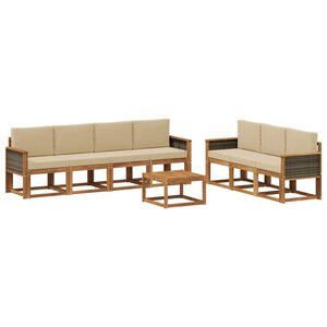 vidaXL Ensemble de canapés d'extérieur 7 pc Naturel