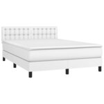 vidaXL Sommier à lattes de lit avec matelas Blanc 140x200cm Similicuir
