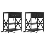 vidaXL Cabinet de chevet avec étagère 2 Pièces Chêne noir 41 x 31 x 51 cm