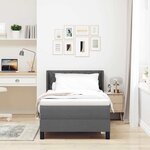 vidaXL Lit à ressorts avec matelas Gris foncé 200 x 100 cm Polyester