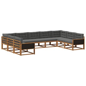 vidaXL Ensemble de canapés d'extérieur 9 Pièces Naturel et Anthracite