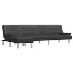 vidaXL Canapé-lit en forme de L noir 255x140x70 cm similicuir