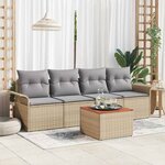 vidaXL Ensemble de canapé de jardin Manuel 5 Pièces Beige  Gris clair
