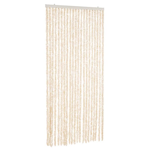 vidaXL Rideau anti-mouches beige et blanc 90x220 cm chenille