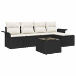 vidaXL Ensemble de canapé de jardin avec coussin 6 Pièces Noir Poly rotin
