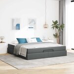 vidaXL Cadre de lit avec matelas avec matelas 2 Pièces Gris Foncé tissu