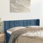 vidaXL Tête de lit avec oreilles Bleu foncé 147x16x78/88 cm Velours