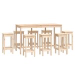 vidaXL Ensemble de bar 9 Pièces Bois de pin massif