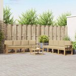 vidaXL Ensemble de canapés d'extérieur 9 Pièces Blanc et Beige