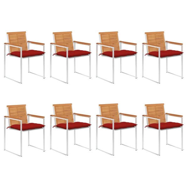 vidaXL Chaises de jardin 8 Pièces avec coussins Bois d'acacia solide
