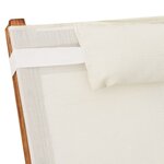 vidaXL Chaise longue avec coussin blanc textilène/bois massif peuplier