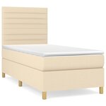 vidaXL Sommier à lattes de lit avec matelas Crème 100x200 cm Tissu