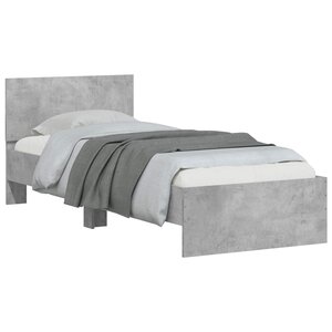 vidaXL Cadre de lit avec tête de lit Gris béton Bois d'ingénierie