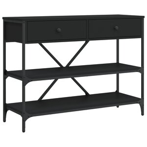 vidaXL Table console avec tiroirs et étagères noir bois d'ingénierie