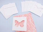 5 Cartes et enveloppe DIY blanches 13x13cm Papillon