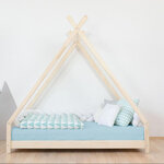 Lit Tipi enfant bois massif naturel vernis 90 x 180 cm