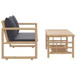 vidaXL Salon de jardin 2 Pièces avec coussins gris foncé bambou