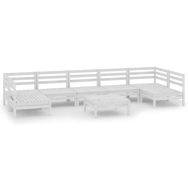 vidaXL Salon de jardin 8 Pièces Blanc Bois de pin massif