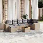 vidaXL Salon de jardin avec coussins 8 Pièces beige résine tressée