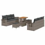 vidaXL Ensemble de canapé de jardin 9 Pièces Gris polyrotin