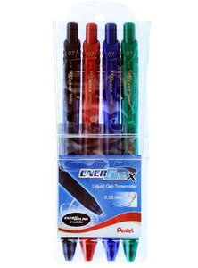 Roller encre gel liquide EnerGel-X BL107  étui de 4 PENTEL