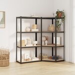 vidaXL Étagères à 4 niveaux 2Pièces Anthracite Acier et bois d'ingénierie