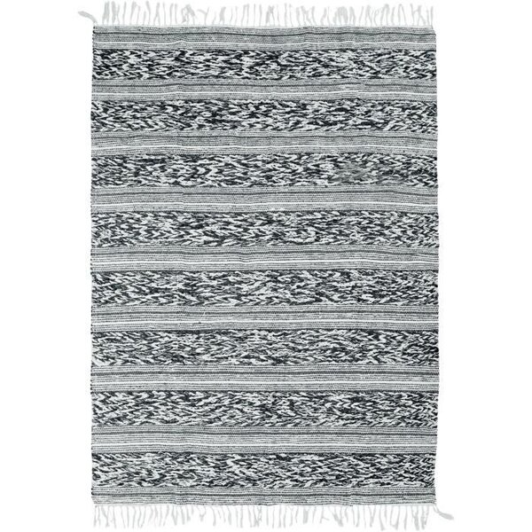 Tapis Terra - 160 x 230 cm - Bande relief blanc et noir