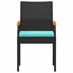 vidaXL Chaises de jardin 4 Pièces Noir et turquoise Poly Rattan et Acacia