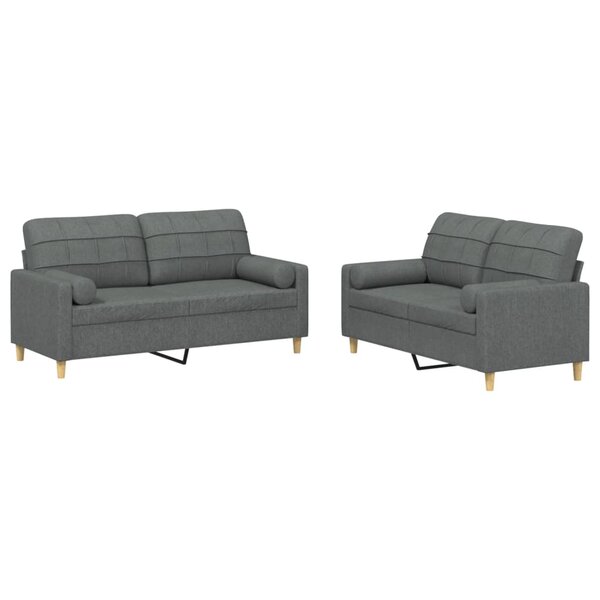 vidaXL Ensemble de canapés 2 Pièces coussins gris foncé tissu