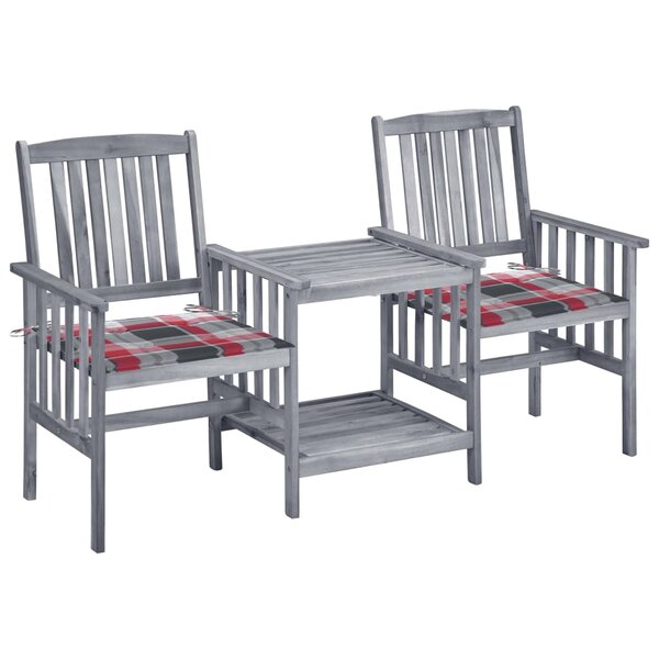 vidaXL Chaises de jardin avec table à thé et coussins Acacia solide