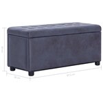 Banquette pouf tabouret meuble pouf de rangement 87 cm gris synthétique daim 3002129