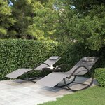 vidaXL Chaises longues à bascule 2 Pièces Gris Acier et textilène