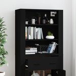 vidaXL Buffet haut Noir Bois d'ingénierie
