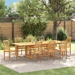 vidaXL Ensemble de salle à manger pour jardin 9 Pièces Marron