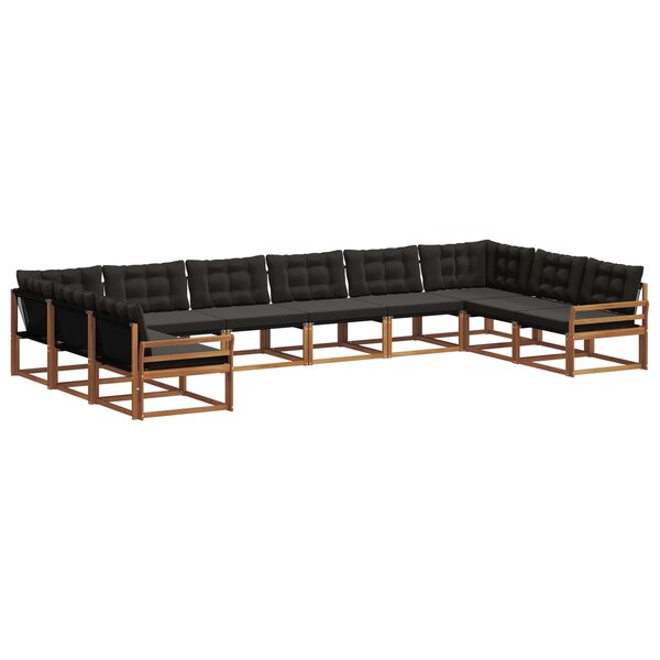 vidaXL Ensemble de canapés d'extérieur 10 pc Naturel et Noir