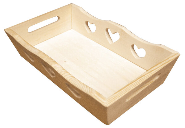 Plateau en bois avec découpe coeur 22 x 13 x 5 cm