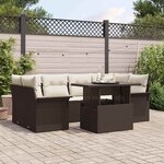 vidaXL Ensemble de canapé de jardin 7 Pièces Marron Poly rotin