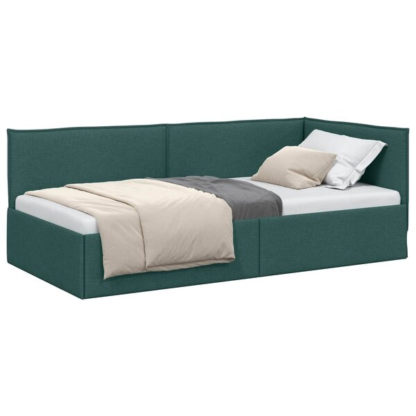 vidaXL Cadre de lit d'angle Vert foncé 90 x 200 cm Velours