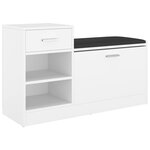 vidaXL Banc à chaussures Blanc 94 5x31x57 cm Bois d'ingénierie