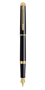 Waterman hemisphere stylo plume  noir brillant  plume moyenne  encre bleue  coffret cadeau