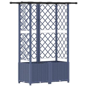 vidaXL Lit Élevé avec Treillis et Toit Gris 124 x 40 x 136 cm PP